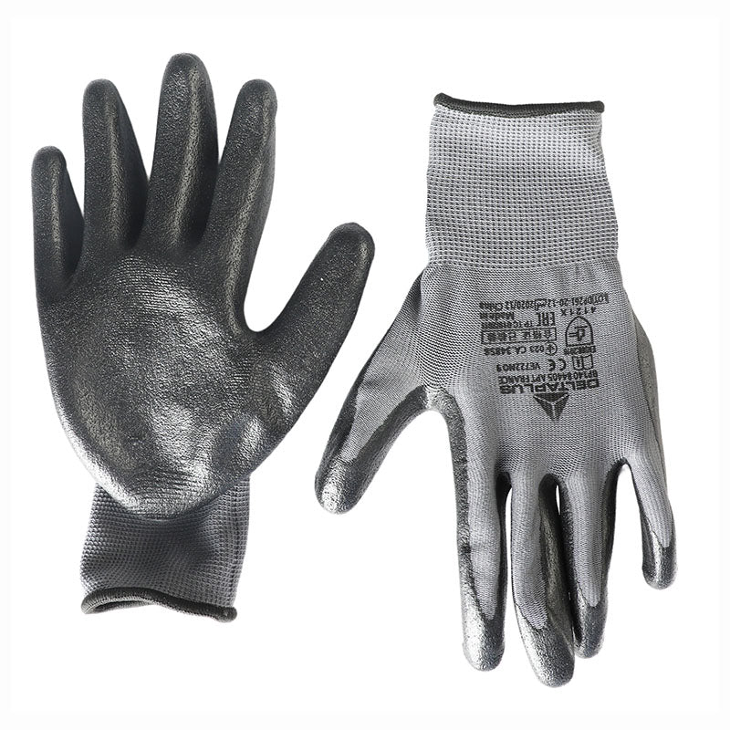 Polyester and nitrile foam glove size L