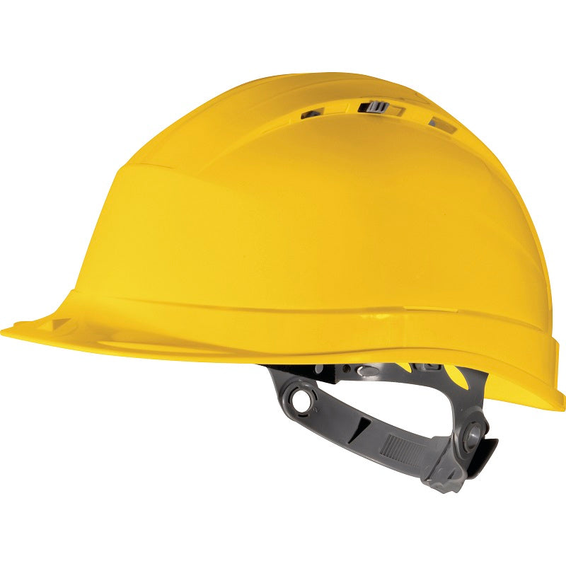 Casco ventilado con ajuste de rotor amarillo Delta Plus