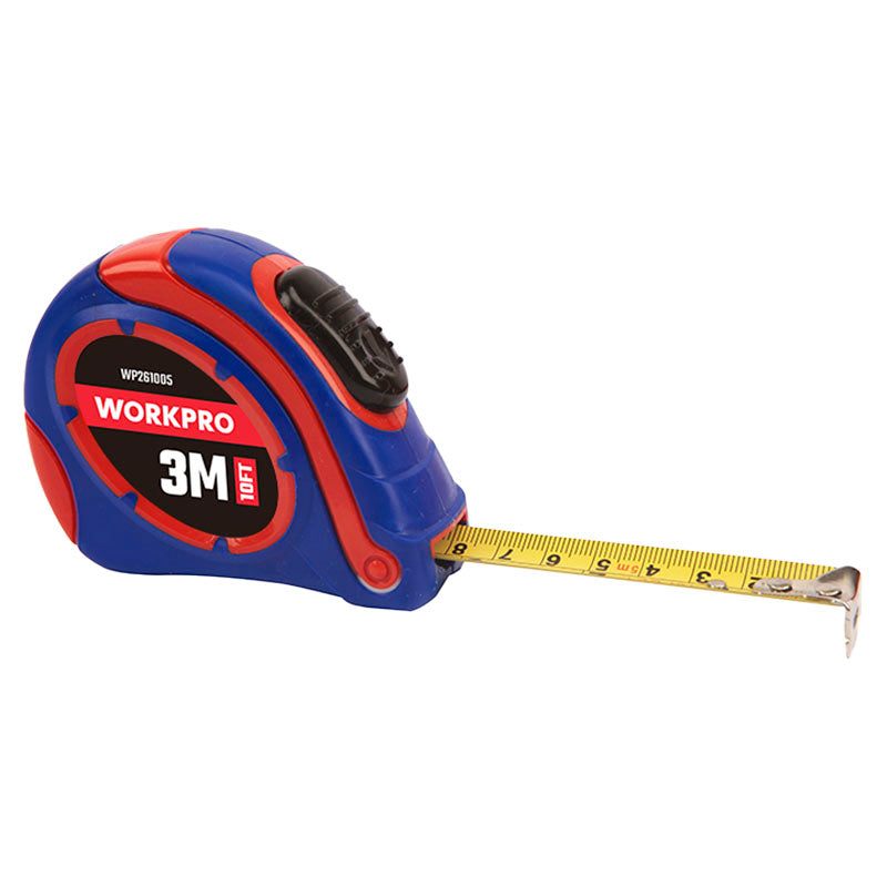 Tape measure 3 m bi-material case auto lock WORKPRO