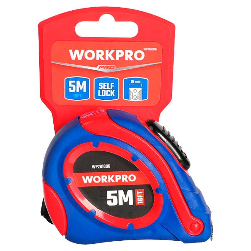 Tape measure 3 m bi-material case auto lock WORKPRO