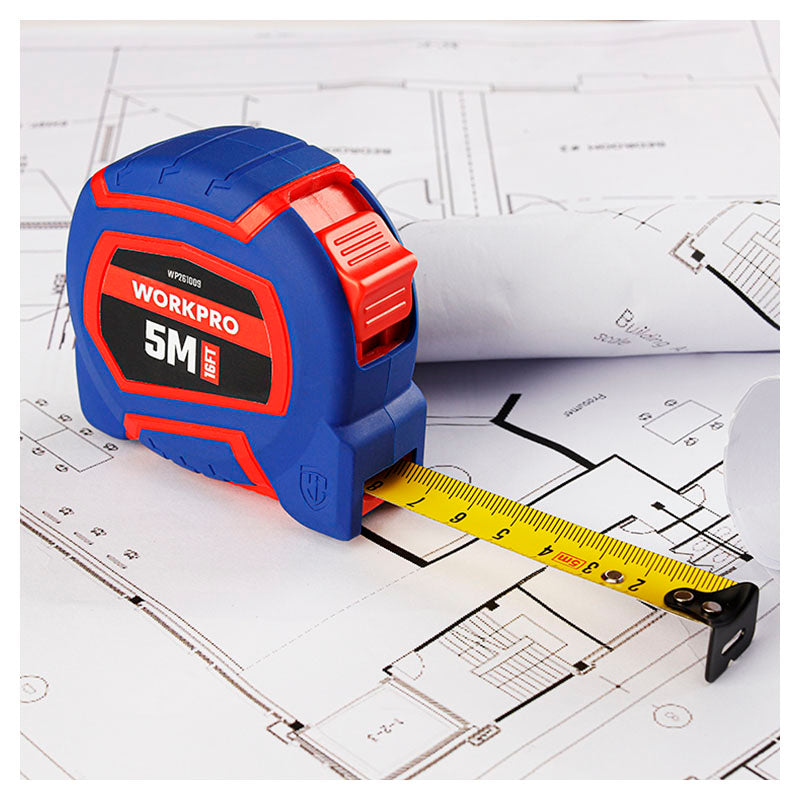 Cinta métrica 5 m carcasa bimaterial cubierta nylon WORKPRO