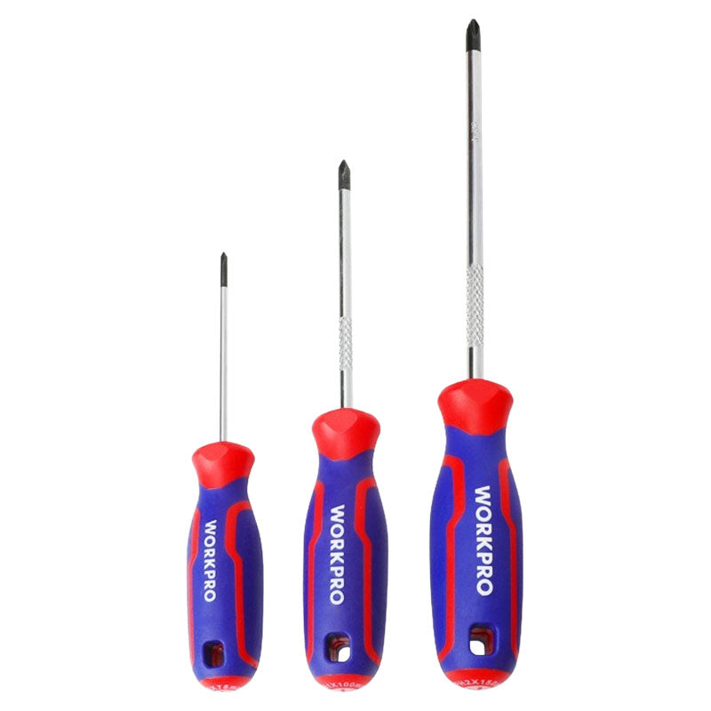 Set 6 destornilladores punta plana y ph mango bimaterial Workpro