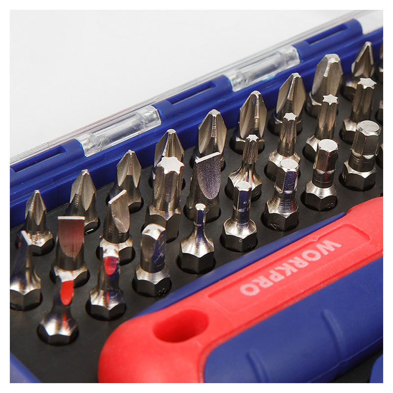 Set destornillador ratchet + puntas varias 38 pzas Workpro