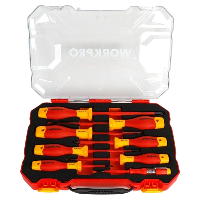 Set 8 destornilladores punta plana y ph mango bimaterial en caja Workpro