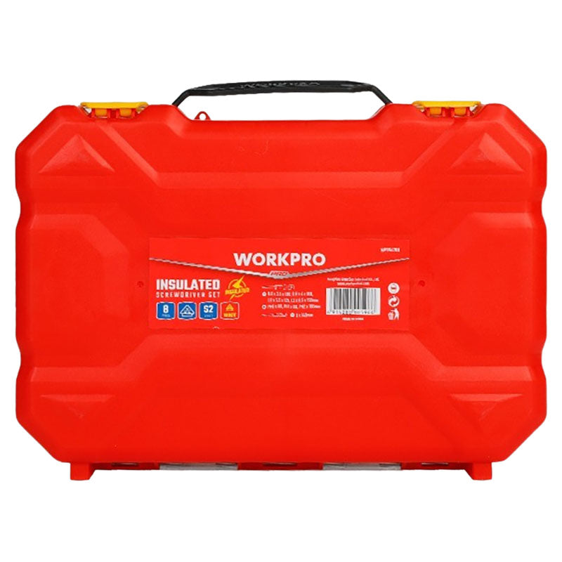 8-piece screwdriver set, flat and Phillips, bi-material handle in Workpro case