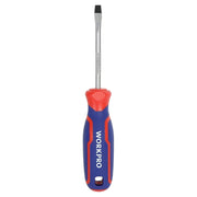 Flat screwdriver 1/4" x 4" bi-material handle magnetized tip WorkPro
