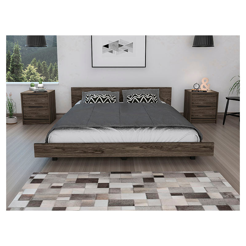Kaia queen bed, cognac, 160 x 52 x 213 cm