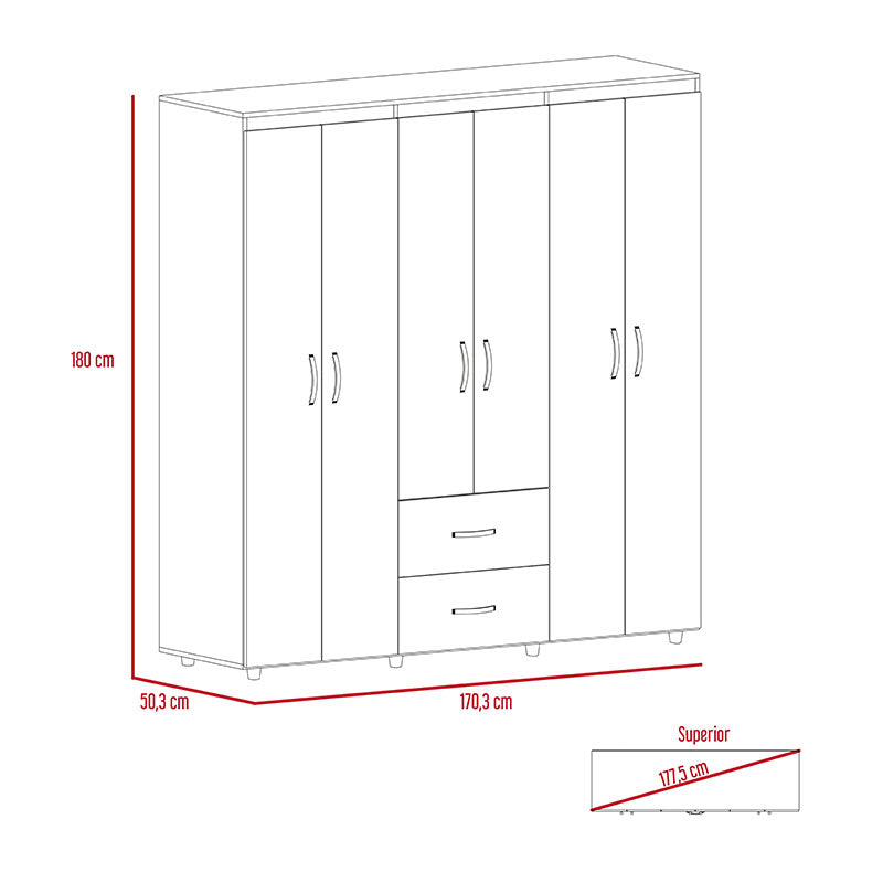 Bariloche Wenge Wardrobe 180 x 170.3 x 50.3 cm