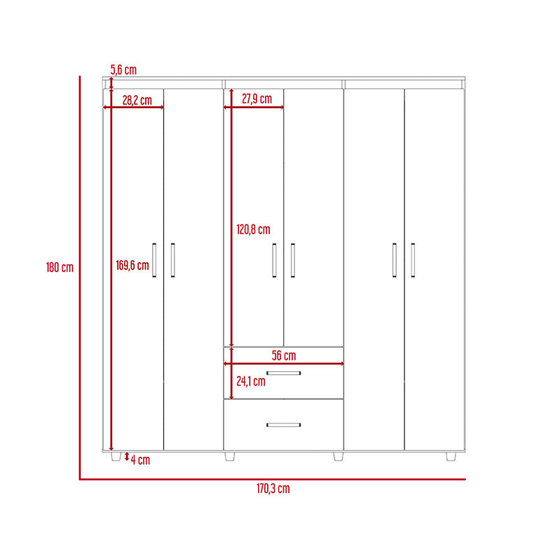 Bariloche Wenge Wardrobe 180 x 170.3 x 50.3 cm