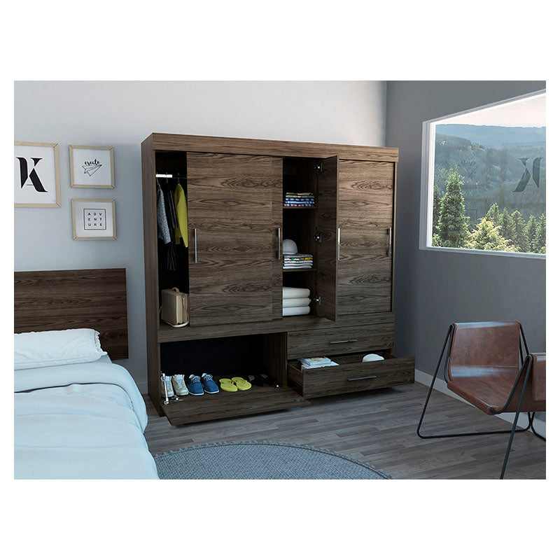 Portofino 5-Door 2-Drawer Cognac Wardrobe 180 x 180 x 47 cm
