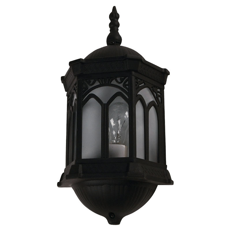 Black and Gold Finish Wall Lantern 1 Light E27 60W (Bulb Sold Separately)
