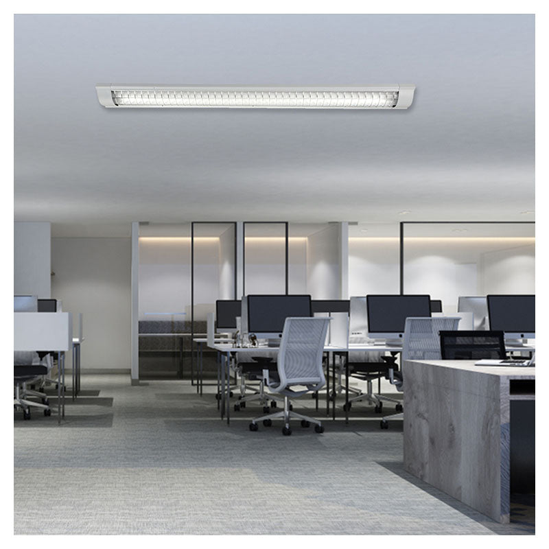 LED commercial luminaire with surface-mounted grid, 2 lights, 18 W, 6,000 K, 3,600 lm