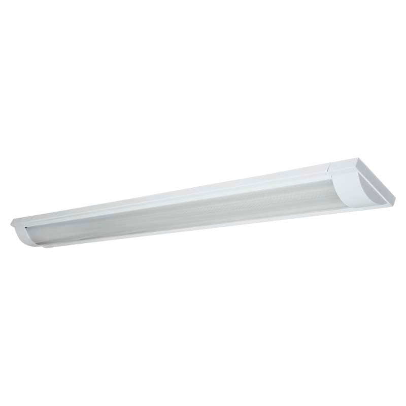 Commercial LED luminaire with surface-mounted diffuser, 2 lights, 18 W, 6,000 K, 3,600 lm