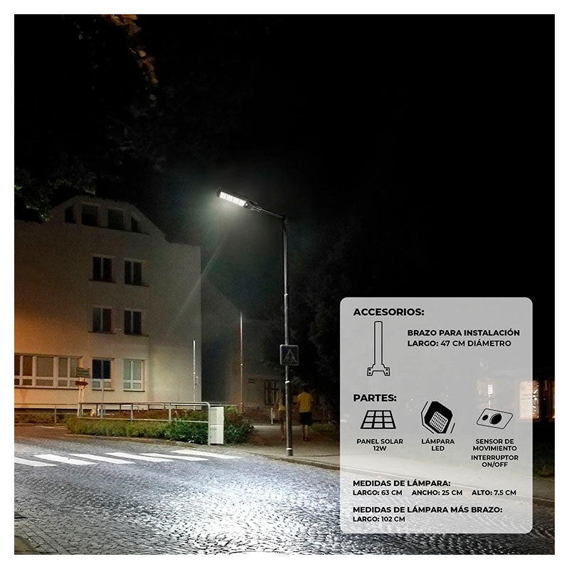 Lámpara led exterior- solar calle negro- 1 luz 200w 3.2v 6500k