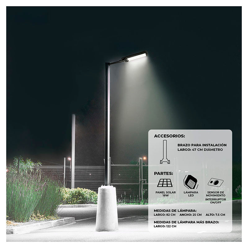 Luminaria calle negro solar LED 300 luz blanca IP 44 General Lighting