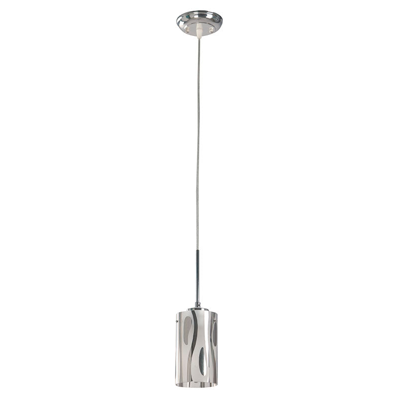 Chrome cylinder pendant lamp with spots 1 light E27