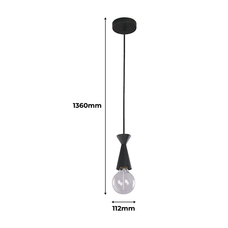 Lámpara colgante acabado negro 1 luz E27 60 W (Bombillo se vende por separado)