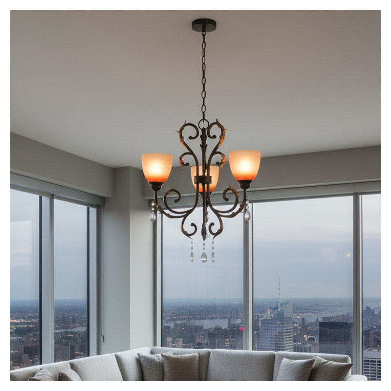 Classic black pendant lamp 3 lights E27 33385