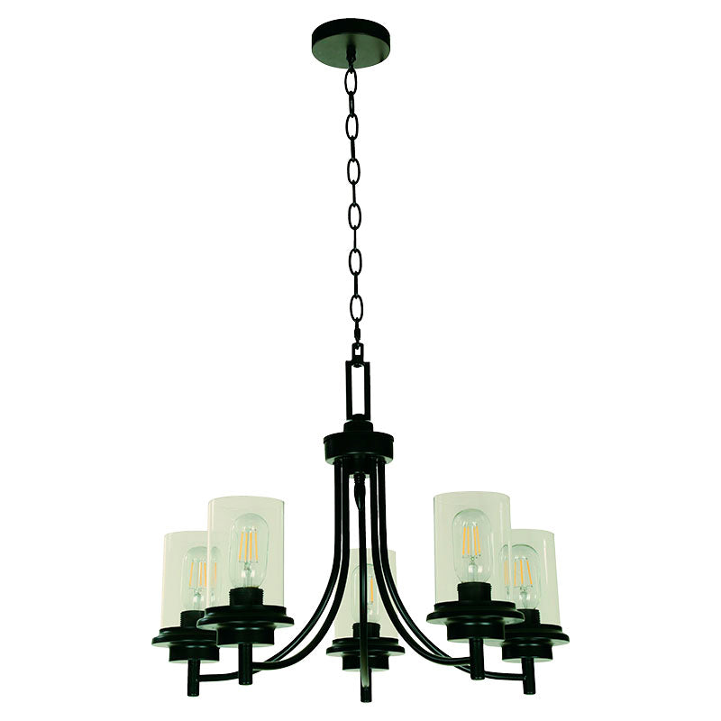 Classic Black 5-Light E27 Pendant Lamp 33389