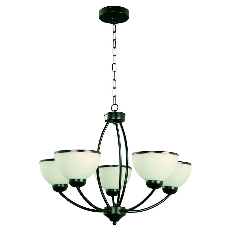 Classic black 5-light E27 pendant lamp 33406