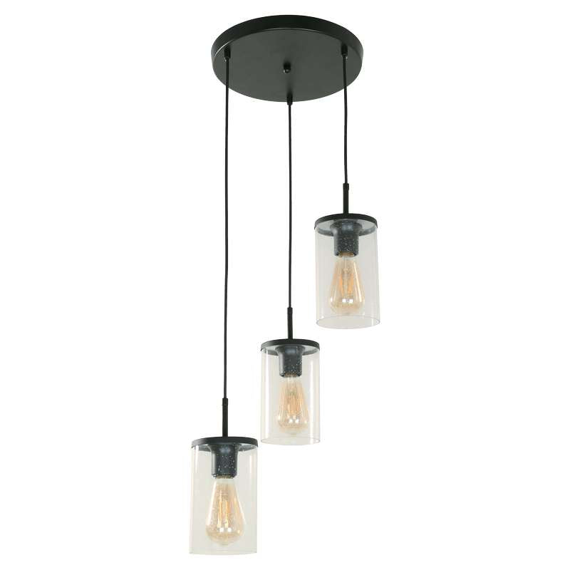 Modern black 3-light E27 pendant lamp 33633-2