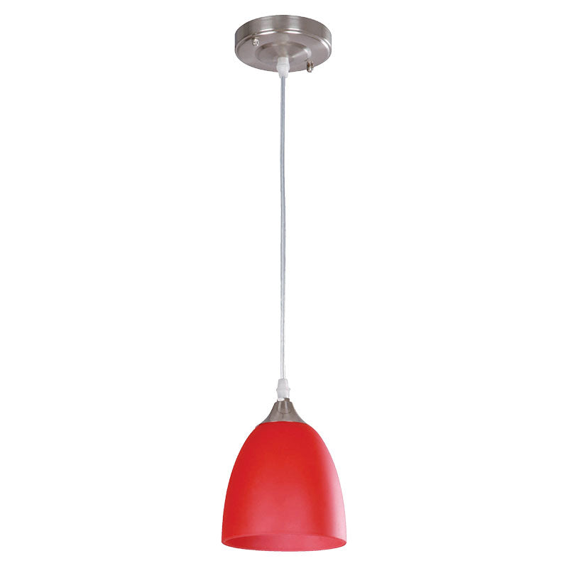 Red bell nickel pendant lamp 1 light E27