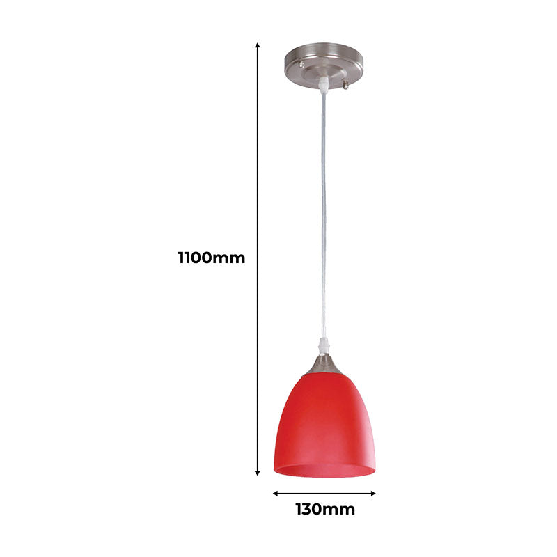Red bell nickel pendant lamp 1 light E27