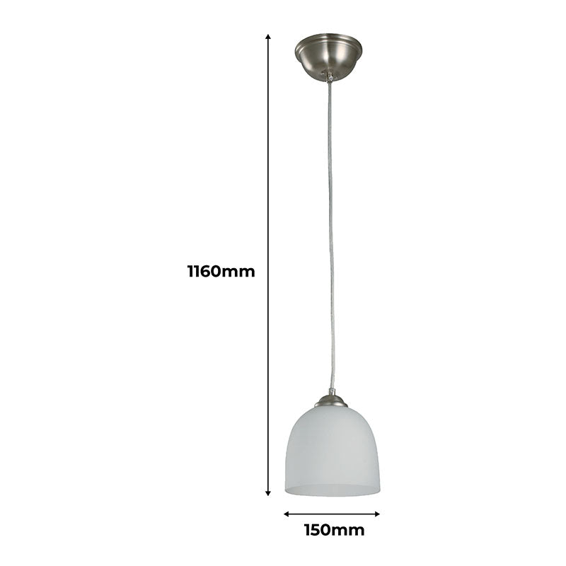 Satin nickel screw-in base pendant lamp 1 light E27 60 W