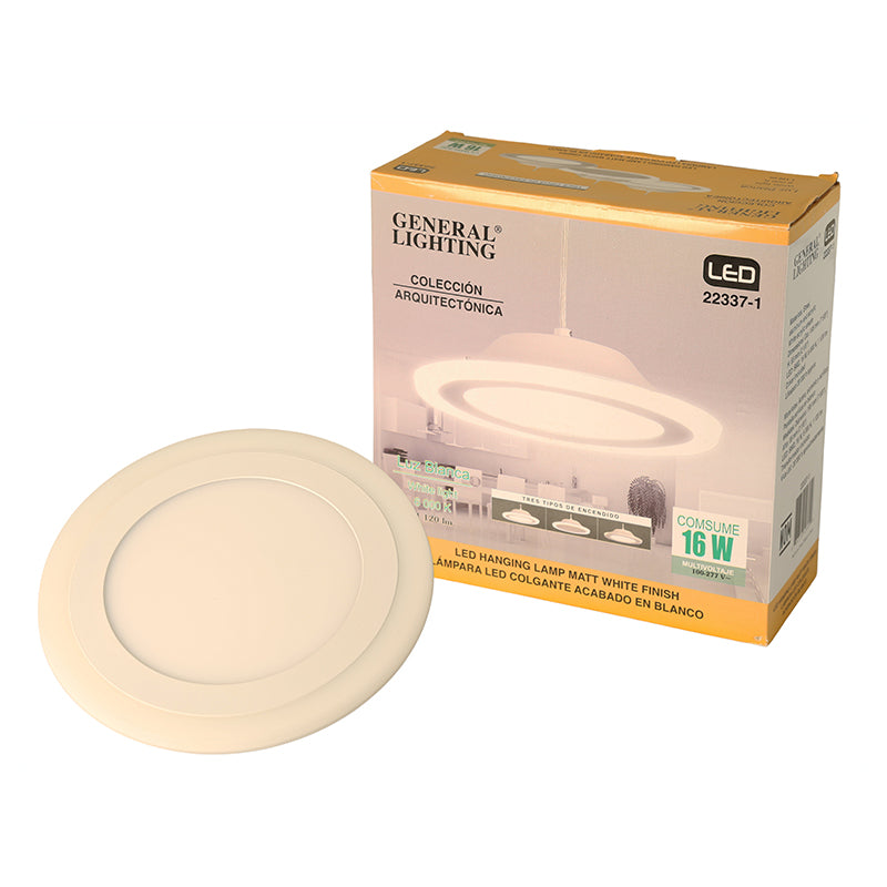 Lámpara colgante blanca led 1 luz 3 intensidades de luz