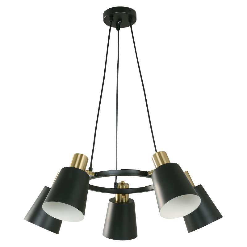 Lámpara colgante moderna negro y dorado 5 luces e27 33646-2