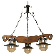 Lámpara colgar rústica esfera ámbar 3 luces E27 (Bombillo se vende por separado)
