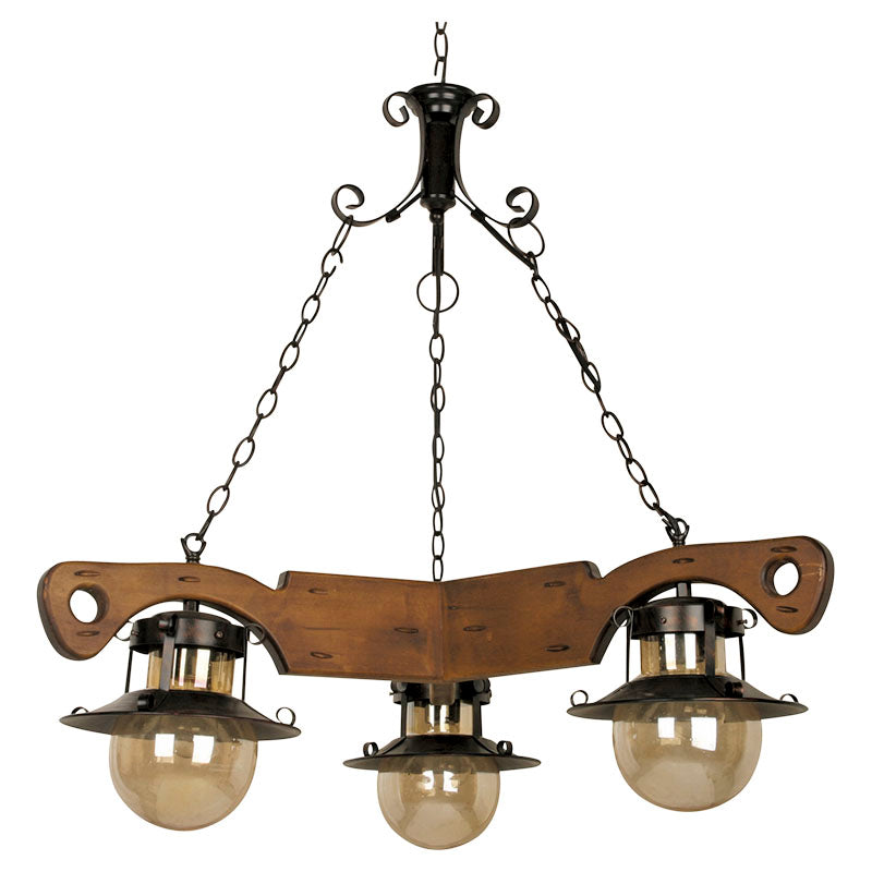 Rustic Amber Sphere 3-Light E27 Pendant Lamp (Bulb sold separately)