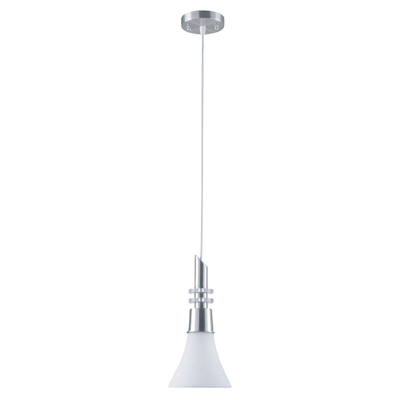 Lámpara colgar níquel campana blanca 1 luz E27