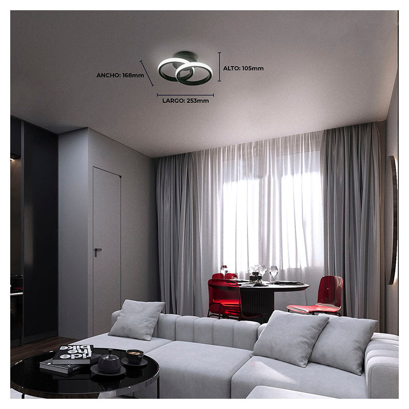 Modern Black Ceiling Lamp 2 LED CCT Changeable Lights 24281