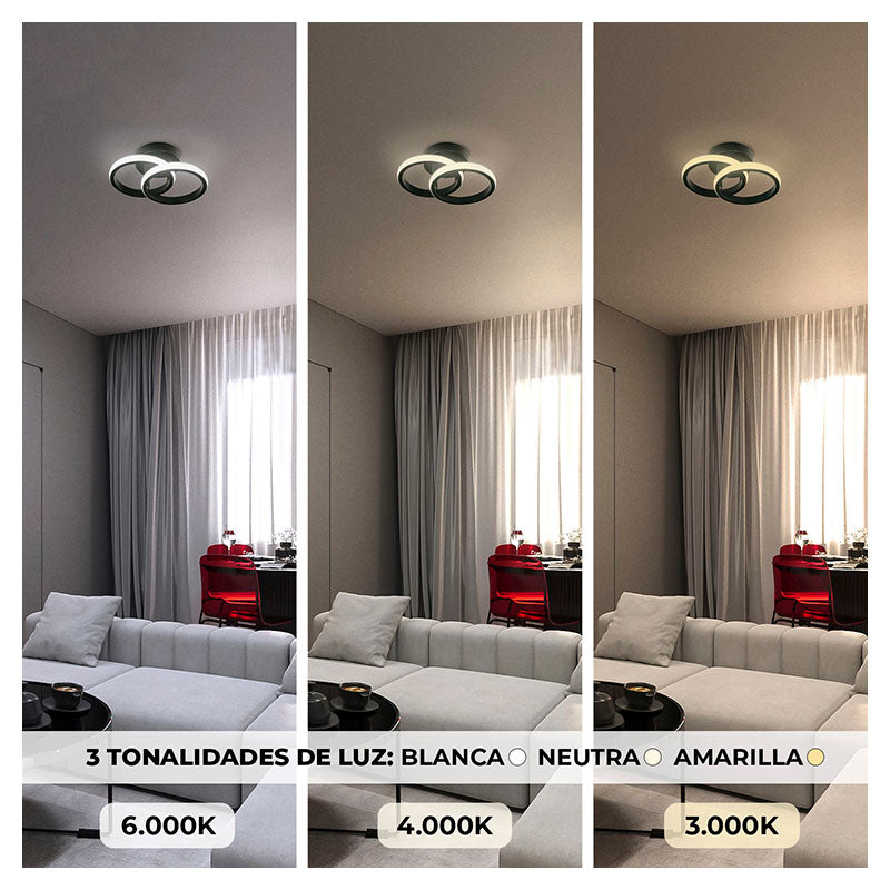 Modern Black Ceiling Lamp 2 LED CCT Changeable Lights 24281