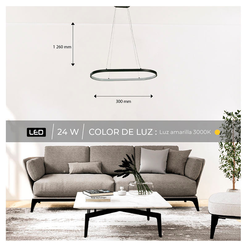 Lámpara de techo moderna negro 1 luz led 24091