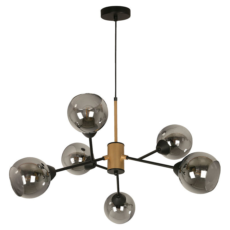 Lámpara colgante negra 6 luces E27