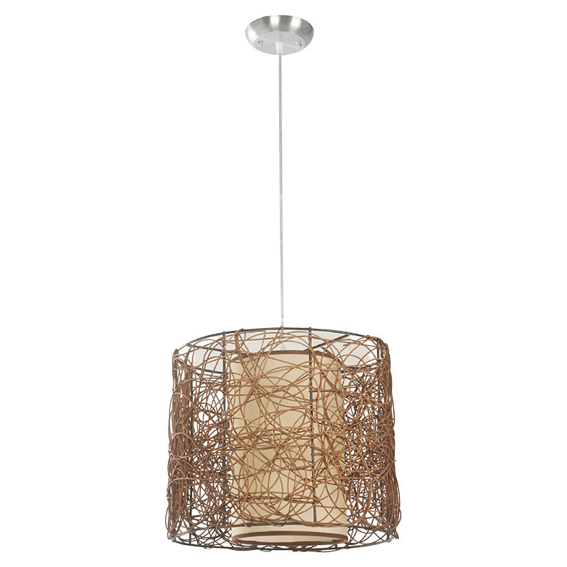 Modern nickel hanging lamp 1 light E27 rattan