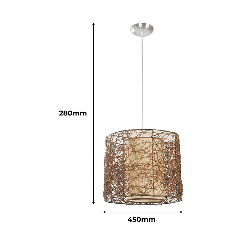 Modern nickel hanging lamp 1 light E27 rattan