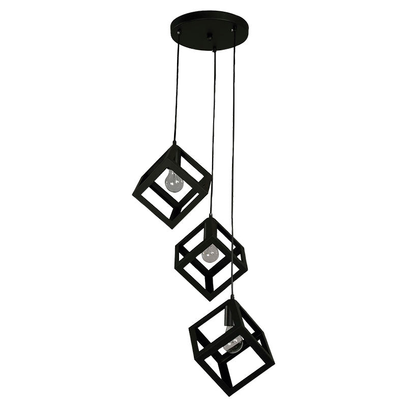Lámpara techo 3 luces acabado negro E27