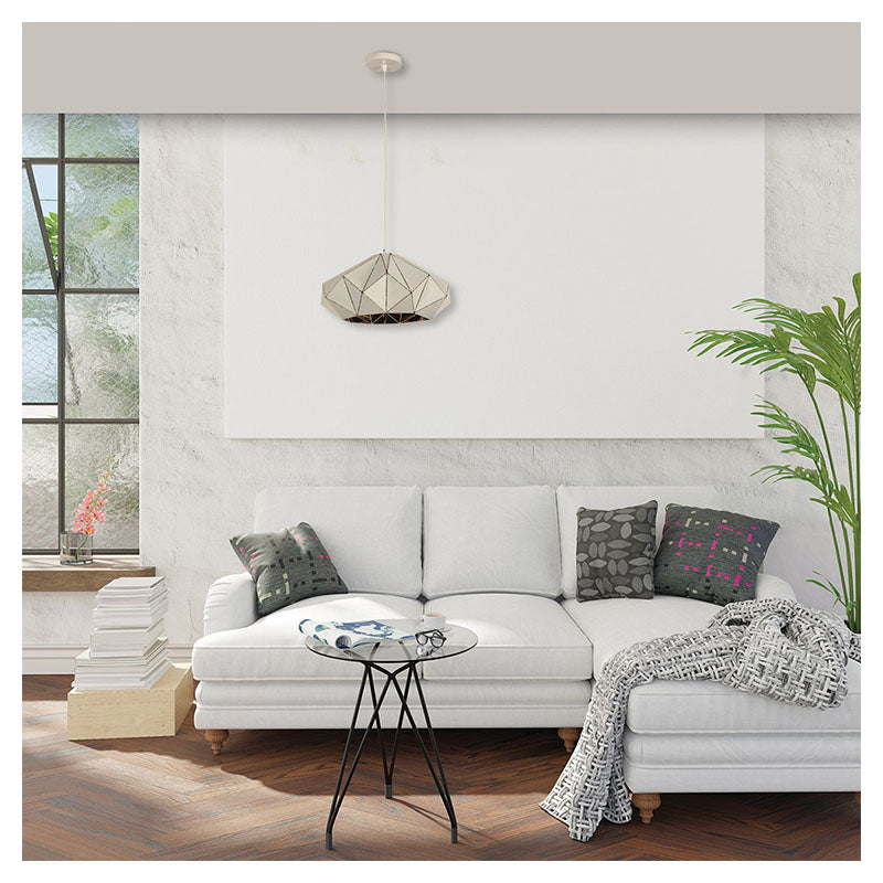 1-light E27 pendant lamp in gold and white