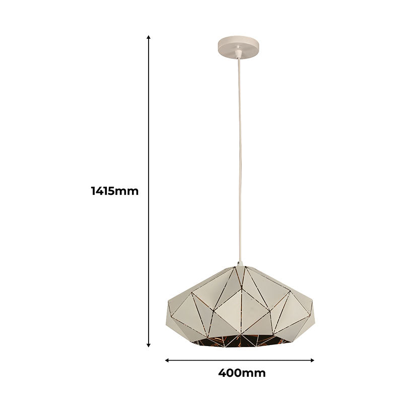 1-light E27 pendant lamp in gold and white