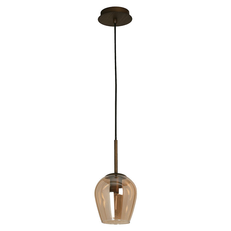 Lámpara colgante 1 luz E27 vidrio dorada