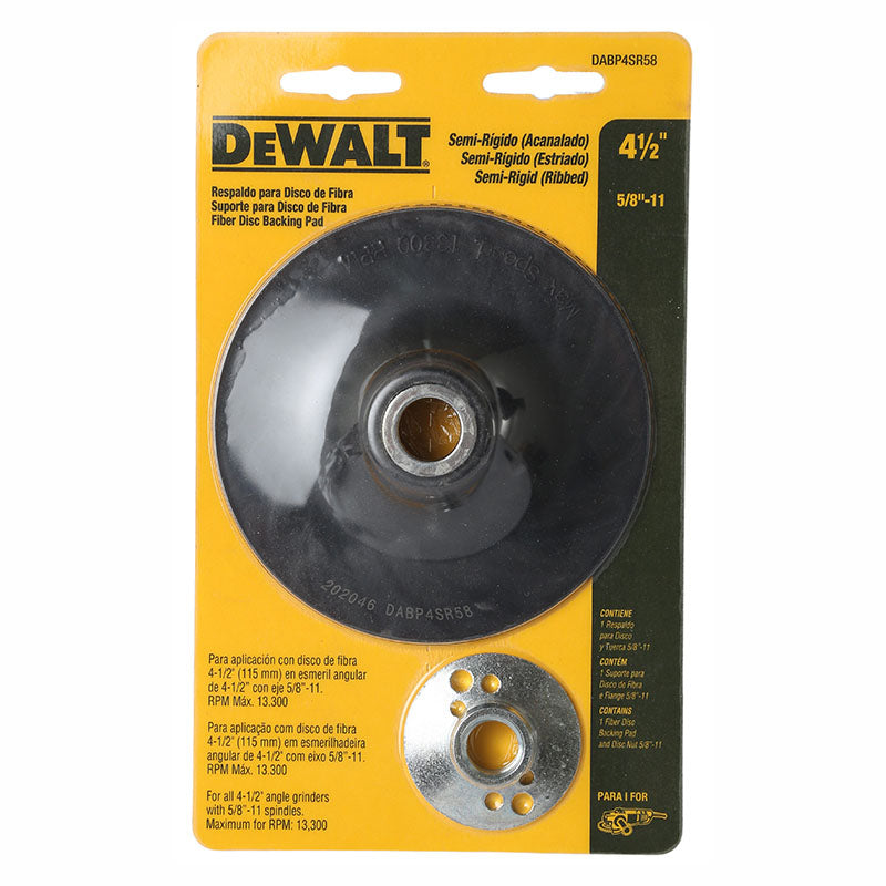 Disco de respaldo de goma y tuerca 4 1/2" semi rígido