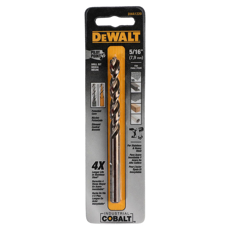 Broca para acero inoxidable, metal y plástico hss-e 5/16 " dewalt