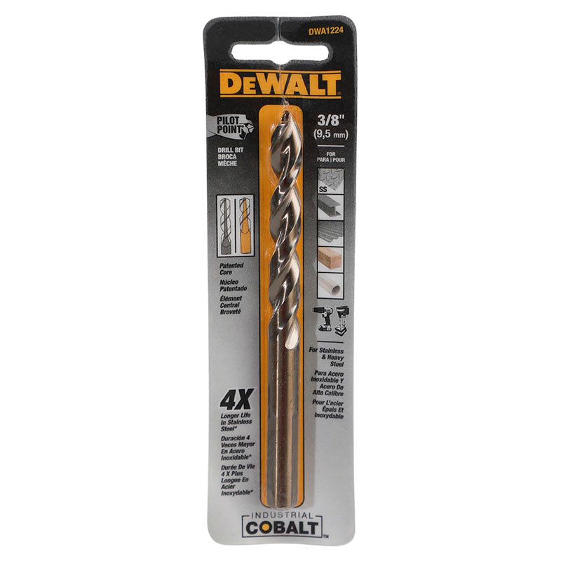 Broca para acero inoxidable, metal y plástico hss-e 3/8 " dewalt