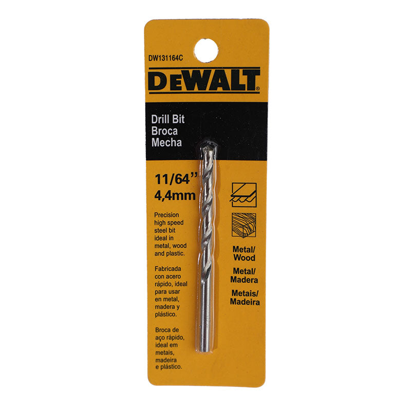 Broca HSS para metal y madera de acero rápido 4,4 mm 11/64" DeWalt