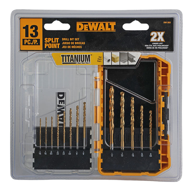 Set de 13 brocas para metal y plástico de titanio Dewalt