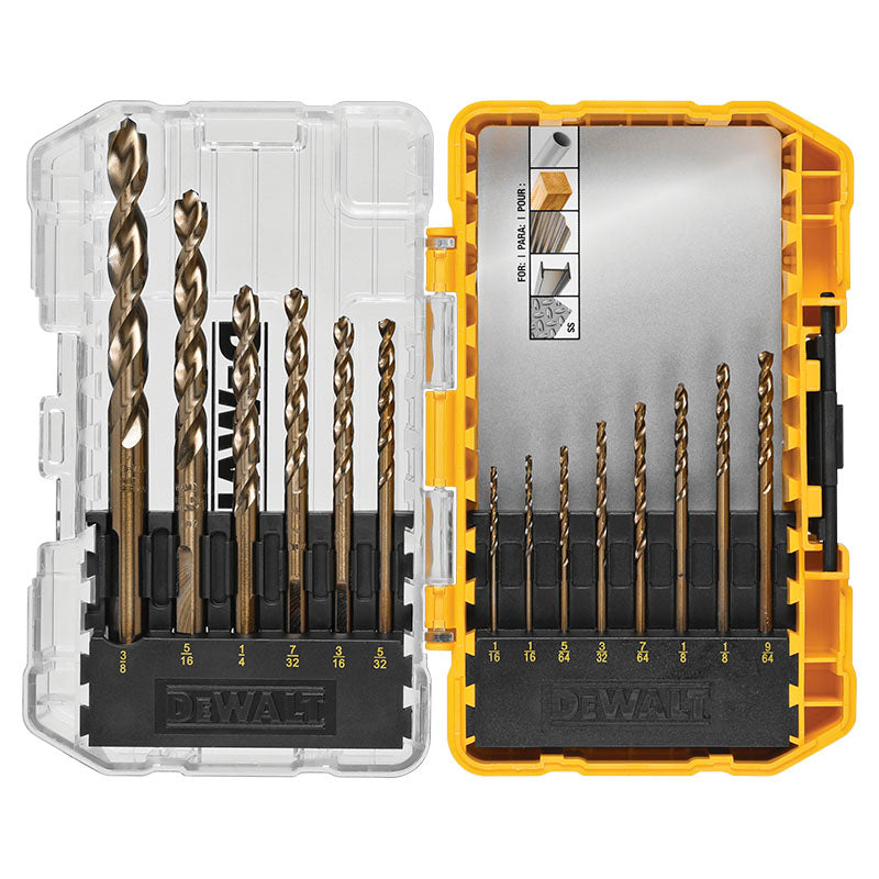 Set de 14 brocas para acero inoxidable metal y plástico HSS Dewalt