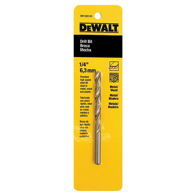 Broca HSS para metal y madera de acero rápido 6,3 mm 1/4" DeWalt
